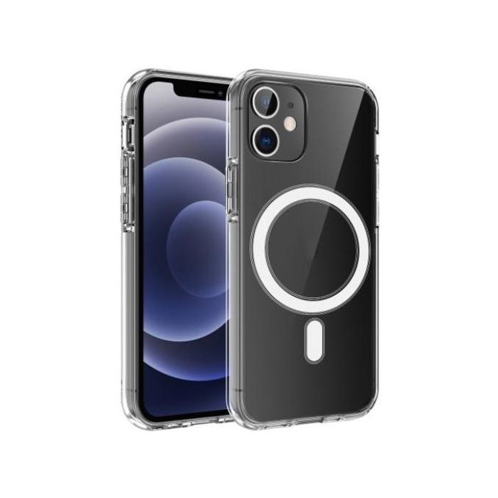 Coque iPhone 12 mini Magsafe Magnetic Ring simple et résistante aux chocs (transparente)