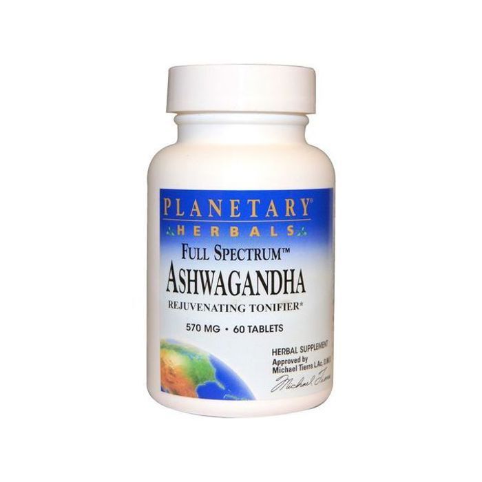 Planetary Herbals Ashwagandha à Spectre Complet - 570 mg - 60 Comprimés - Puissant Adaptogène