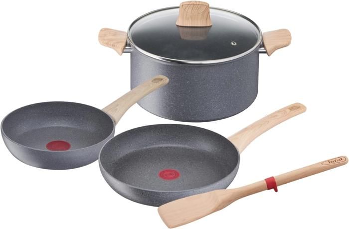 Set Cookware Natural Force 5 Pièces Tefal (Faitout 24+Couvercle+ 2 Poêles 20 & 24Cm + Spatule)