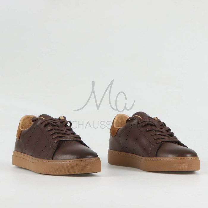 Magnat – Baskets hommes en cuir Tabac - Marjane Mall - Image 2
