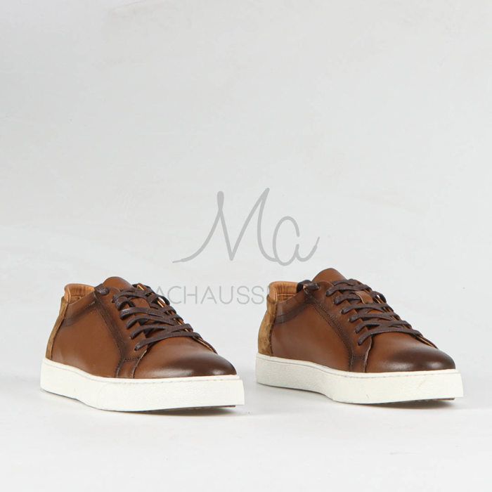 Noble – Baskets hommes en cuir Tabac - Marjane Mall - Image 2