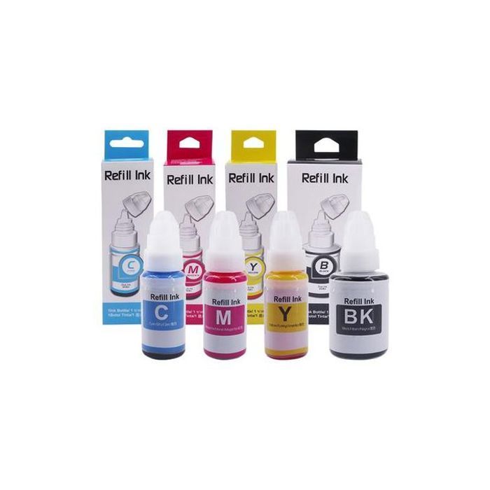 Compatible Bouteilles d'encre Remplacement pour Canon  (4 Bouteilles,Noir-Cyan-Magenta-Jaune)