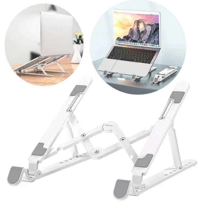 Support pour ordinateur portable pliable et TABLETTE avec 7 réglages de hauteur – Conception antidérapante en silicone