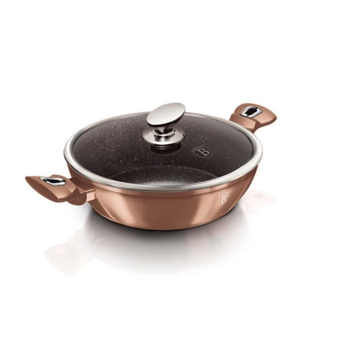 Pot peu profond avec couvercle, 28 cm, Metallic Line Rose Gold Edition