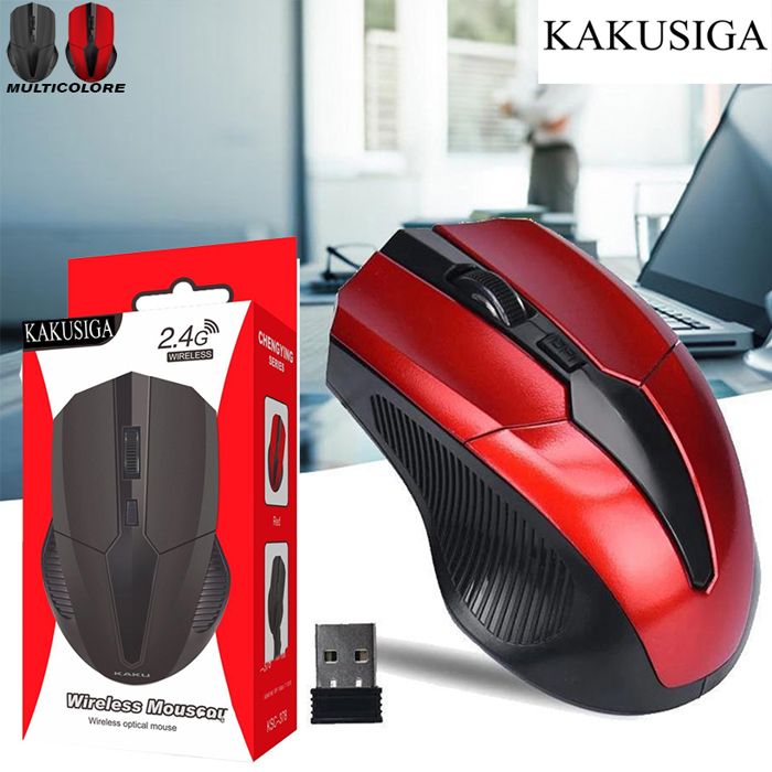 Souris optique sans fil de jeu 4 boutons 2,4 GHz longue portée de 10M KAKUKSC récepteur USB à l'ordinateur/ordinateur portable/TV/PC
