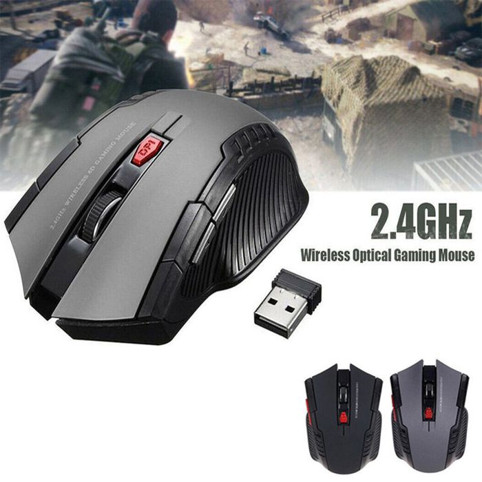 Souris de jeu sans fil Bluetooth Gamer 2.4Ghz DPI 1600 Transmission Mini récepteur 6 touches d’ordinateur pour Pc ordinateur
