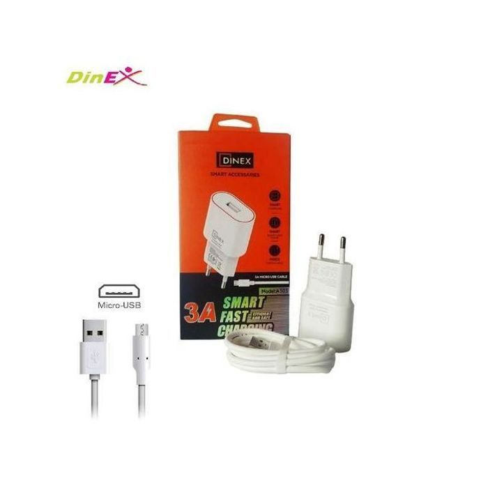 Chargeur Murale Secteur 3A charge rapide intelligente avec câble Micro USB-Blanc
