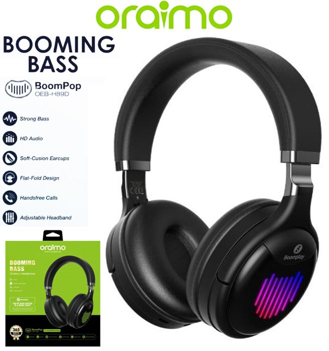 DICTAPHONE CASQUE MICROPHONE BoomPop Over-Ear Bluetooth sans fil - Collaboration oraimo x boomplay - Édition limitée Version BT : V5