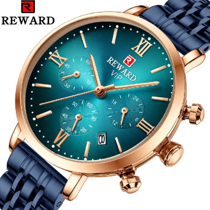 REWARD VIP Montre pour femme à Quartz, nouveau Design de luxe, Top marque, étanche 3Atm, chronographe, acier inoxydable