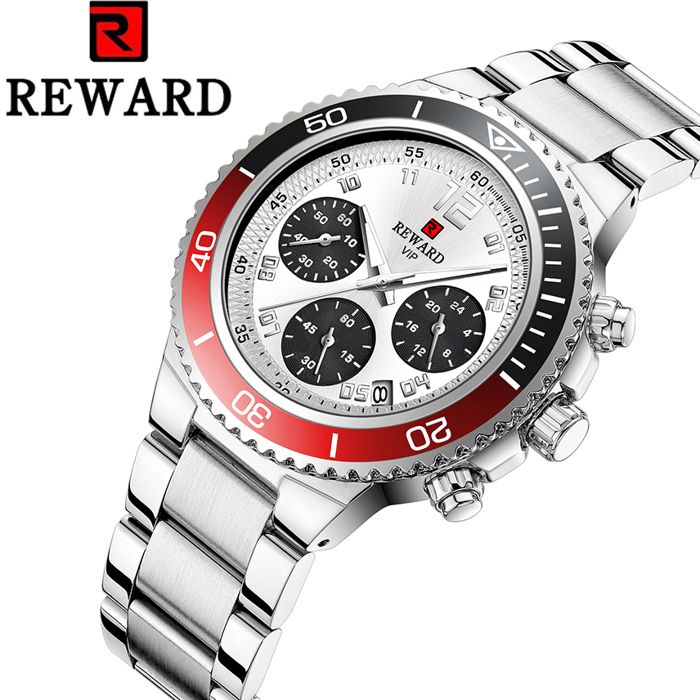 REWARD VIP Montre homme en acier inoxydable, nouveau Design, récompense, mode, étanche 3Atm, lumineux, chronographe, Sport