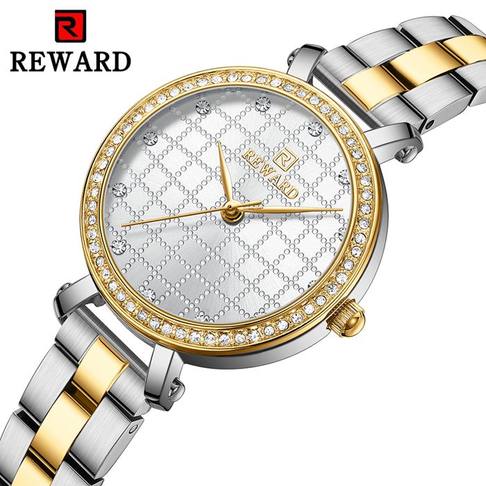 REWARD Montres femme en or rose montre-bracelet mode luxe Simple Bracelet qualité en acier inoxydable étanche à l'eau 3Atm