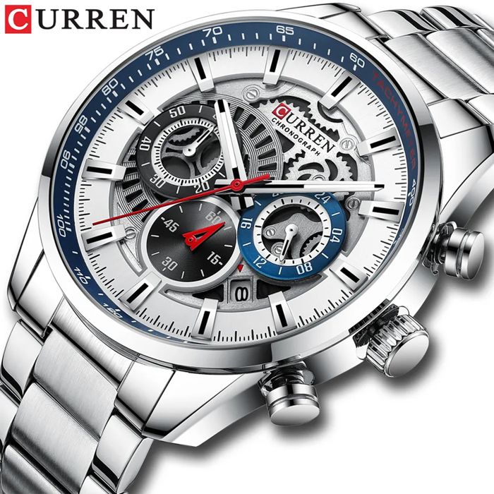 CURREN – montre homme Quartz en acier inoxydable étanche l'eau 3ATM chronographe horloge masculine collection 2023 marque de luxe