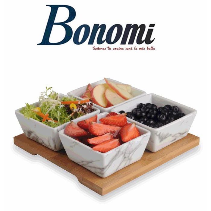 Bonomi Set De 4 Bole Marbre Bambou