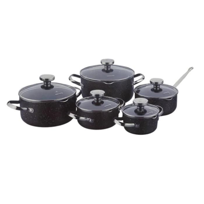 KORKMAZ Aetna batterie de cuisine 10 pièces granit noir