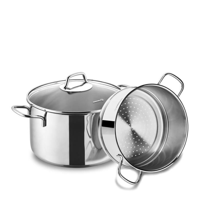 Set Cuiseur Vapeur Cocotte 20x12 cm / 3,5 Lt Cuiseur Vapeur 20x10 cm / 2,5 Lt