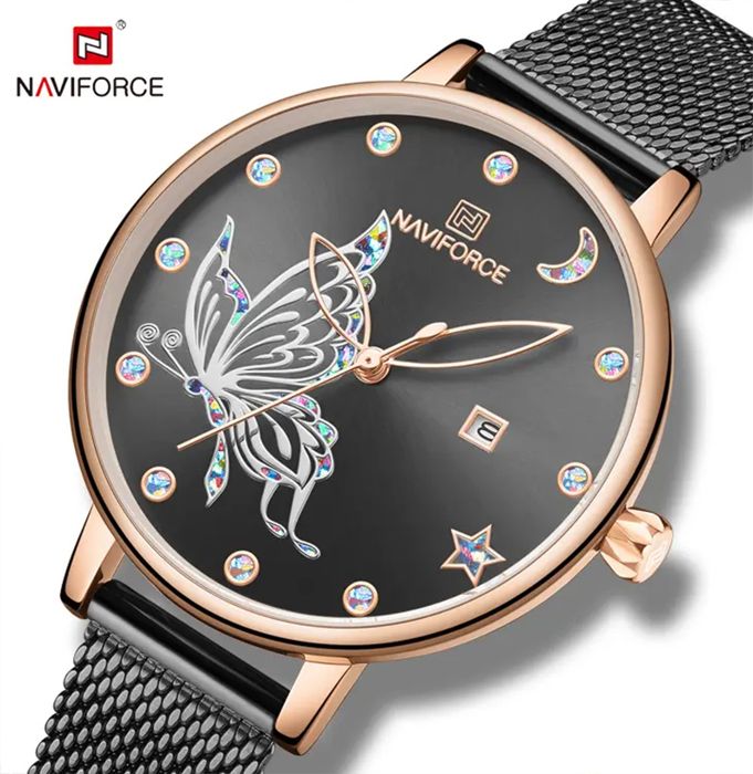 NAVIFORCE - Montre bracelet de luxe pour femmes, Quartz, étanche 3Atm, bijoux papillon, à la mode, pour filles, collection 2023