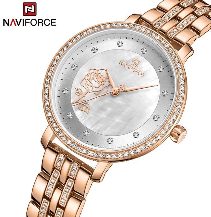 NAVIFORCE - Montre bracelet de luxe pour femmes, Quartz, étanche 3Atm, bijoux Rose, à la mode, pour filles, collection 2023