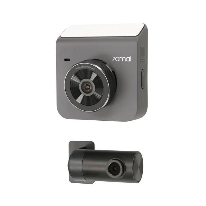70mai Dash Cam A400 + RC09 Gris | Caméra de tableau de bord | 1440p + 1080p, GPS, Wi-Fi