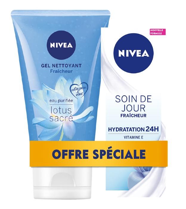 Gel Nettoyant Fraîcheur peaux normales à mixtes + Soin de jour Hydratant Fraîcheur normales FPS15 Offert