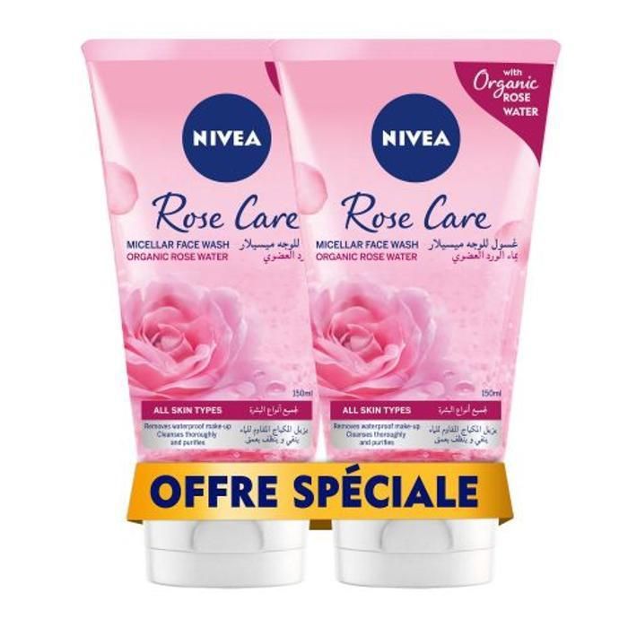 Nivea 2 Gels nettoyants visage micellaire Rose Water de 150ml à un prix spécial
