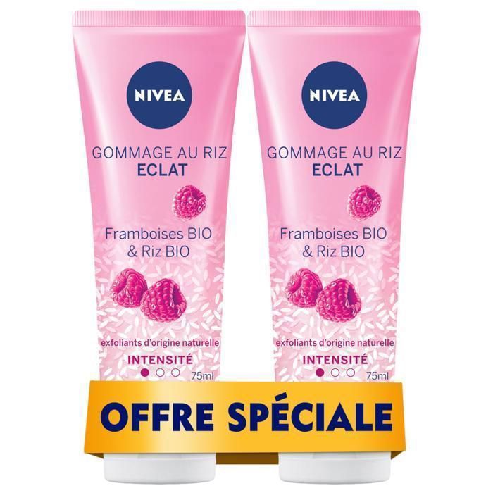 2 Gommages aux éclats de Framboises Bio et au Riz Bio - tube 75ml à prix spécial