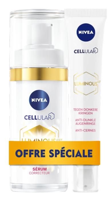 NIVEA, Sérum Correcteur Anti-taches LUMINOUS 630, 30ml + NIVEA, Soin yeux anti-cernes LUMINOUS 630, 15ml Offert