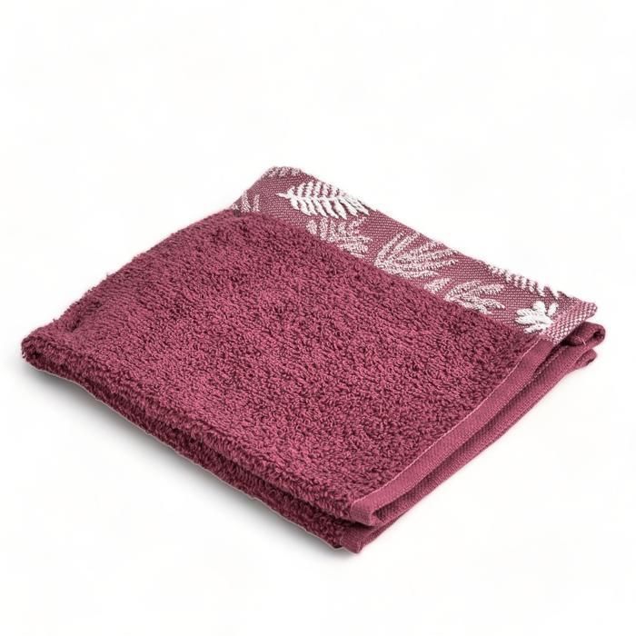SERVIETTE MAIN JACQUARD FOUGERE  ROSE 30X30 - 500 G
