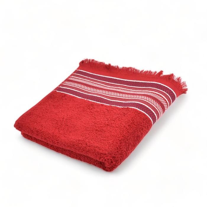SERVIETTE JACQUARD ROUGE 50X90 - 500G