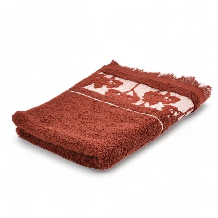 SERVIETTE MAIN JACQUARD FLORALIA BORDEUX - 40X70 - 500 G