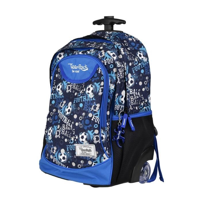 CARTABLE A ROULETTE FOOT BLEU 43CM TEENPACK