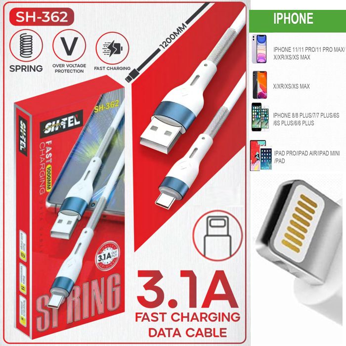 Cable de charge rapide 3.1A 1200mm compatible avec iphone 14 13 12 11 pro max Xs Xr X SE 2 8 7 6 plus 6s 5s ipad air mini 4