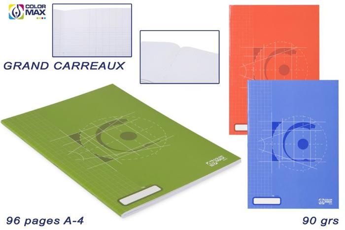 Cahier Scolaire 17x22cm- 96 feuilles - Grand Carreaux