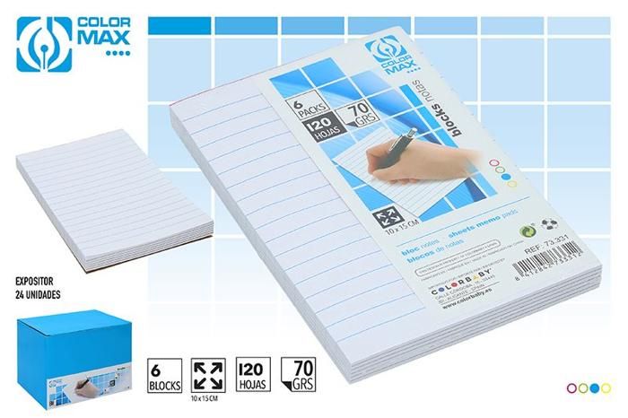 Pack  6 Blocs Notes 20 F  100x150 mm - Rays