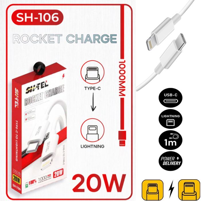 Cable Type C vers IPhone de charge rapid 20W 1000mm ,compatible avec iPad ou un iPhone