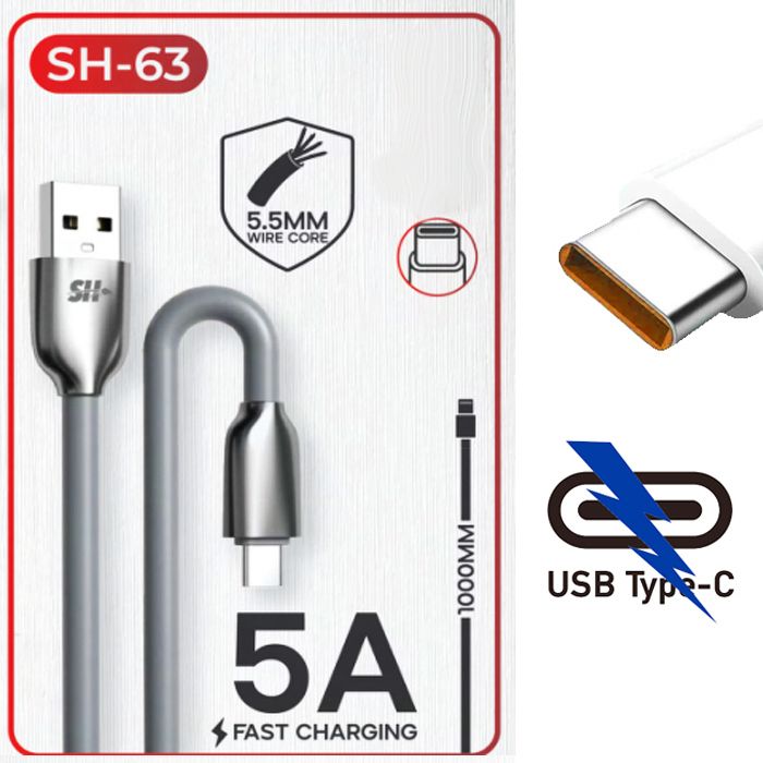 Cable chargeur USB vers Type C de charge rapid 5A 1000mm ,compatible avec Samsung Xiaomi Huawei One Plus 5T OPPO Realme Pro iPhone