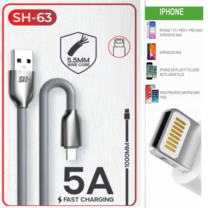 Cable chargeur USB vers IPhone de charge rapid 5A 1000mm ,compatible avec ios 14 13 12 11 pro max Xs Xr X SE 2 8 7 6 plus 6s 5s ipad