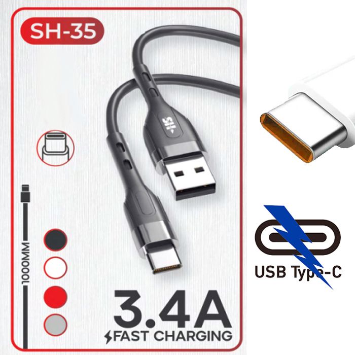 Cable de chargeur USB vers Type C de charge rapid 3.4A 1000mm compatible avec Samsung Xiaomi Huawei One Plus OPPO Realme Pro iPhone