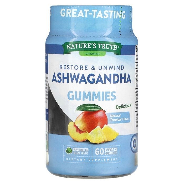 Nature'S Truth Ashwagandha, Natural Tropical, 60 Vegan Gummies - Made in Usa