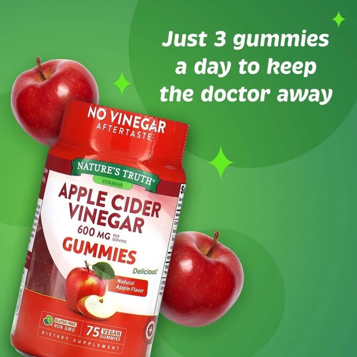 Nature'S Truth Vinaigre de Cidre de Pomme, Pomme naturelle, 200 mg, 75 Bonbons - Made in USA