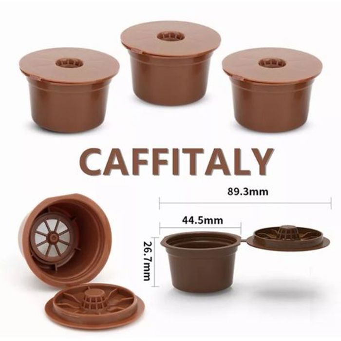 3 Capsules rechargeable réutilisable compatible Caffitaly marron