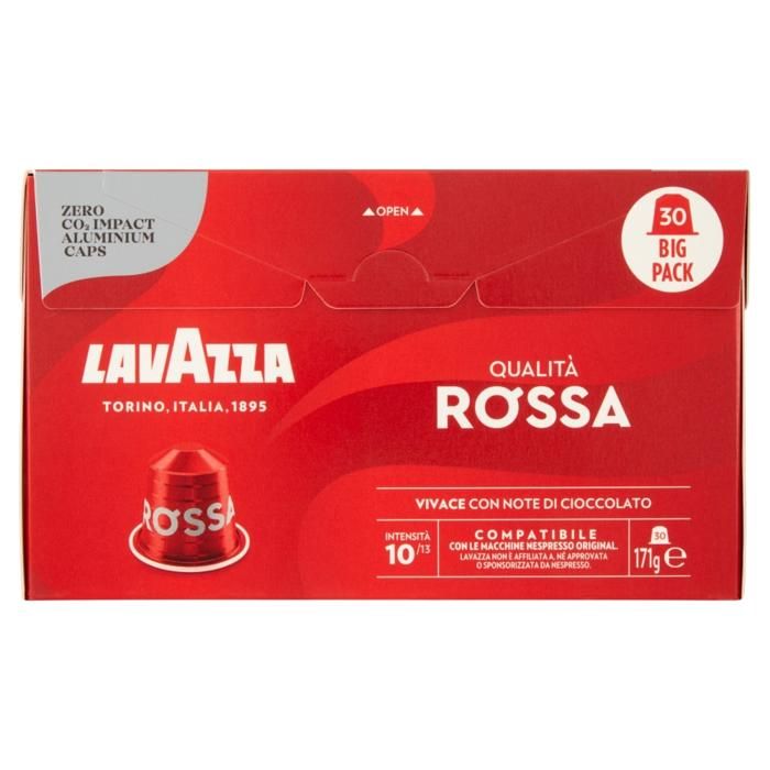 30 CAPSULES DE CAFÉ QUALITE ROSSA NESPRESSO EN ALUMINIUM. LAVAZZA  - 100% ITALIEN.