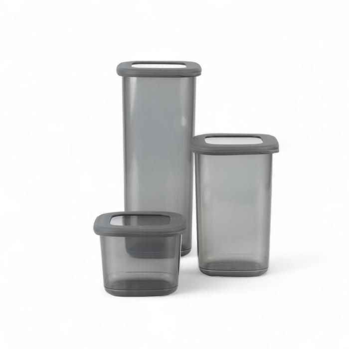Set de 3 Boîtes Alimentaires Hermétiques - 550 ml, 1,2 L et 1,75 L - Plastique