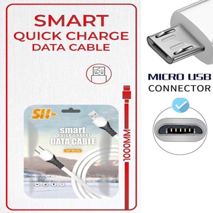 SMART QUICK CHARGER DATE Cable chargeur USB Type MICRO V8 de charge rapid 1000mm compatible Samsung Xiaomi Huawei One OPPO Realme