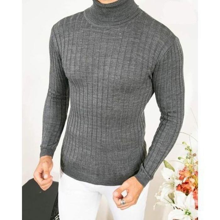 Cachemire pull hommes nouvelle mode col roulé GRIS FONCE