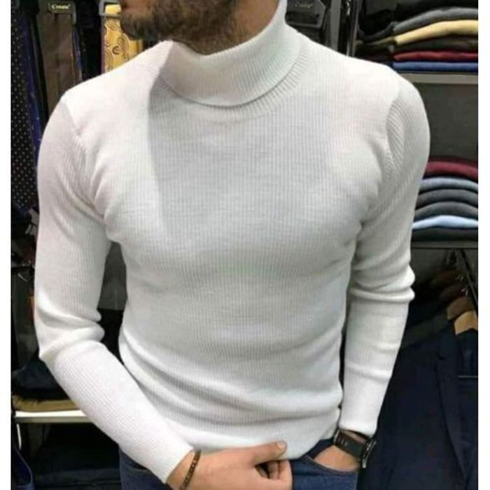Cachemire pull hommes nouvelle mode col roulé BLANC