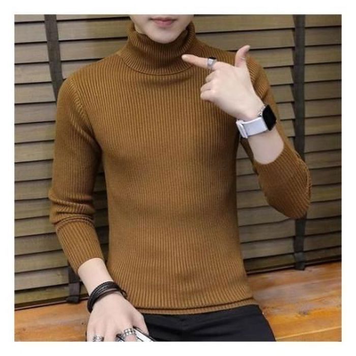 Cachemire pull hommes nouvelle mode col roulé MARRON
