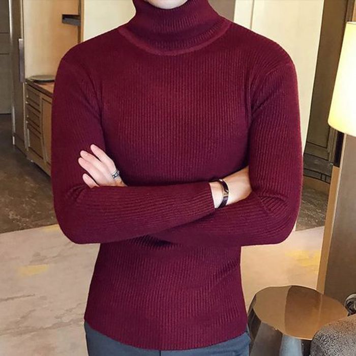 Cachemire pull hommes nouvelle mode col roulé GRENAT
