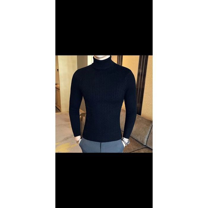 Cachemire pull hommes nouvelle mode col roulé NOIR