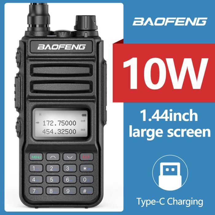 Talkie Walkie Boafeng UV-15R 10W 999 CH Radio Type C UHF VHF Dual Band
