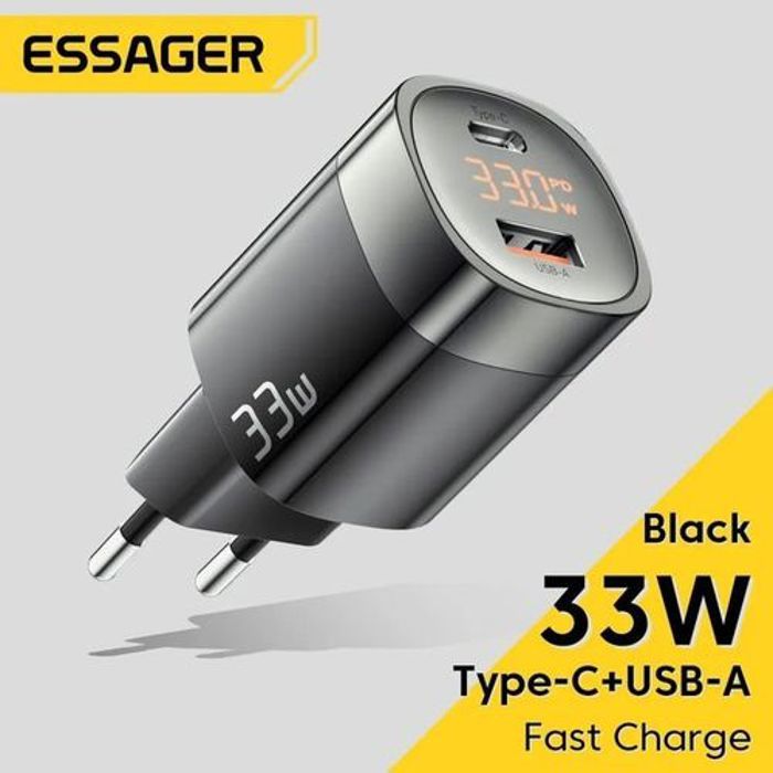 Chargeur USB C à affichage numérique charge rapide PD 33W GaN